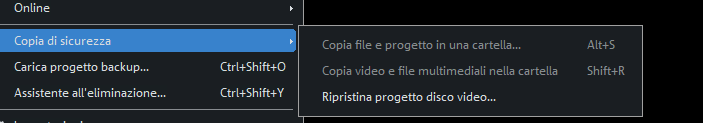 Opzioni di COPIE DI SICUREZZA