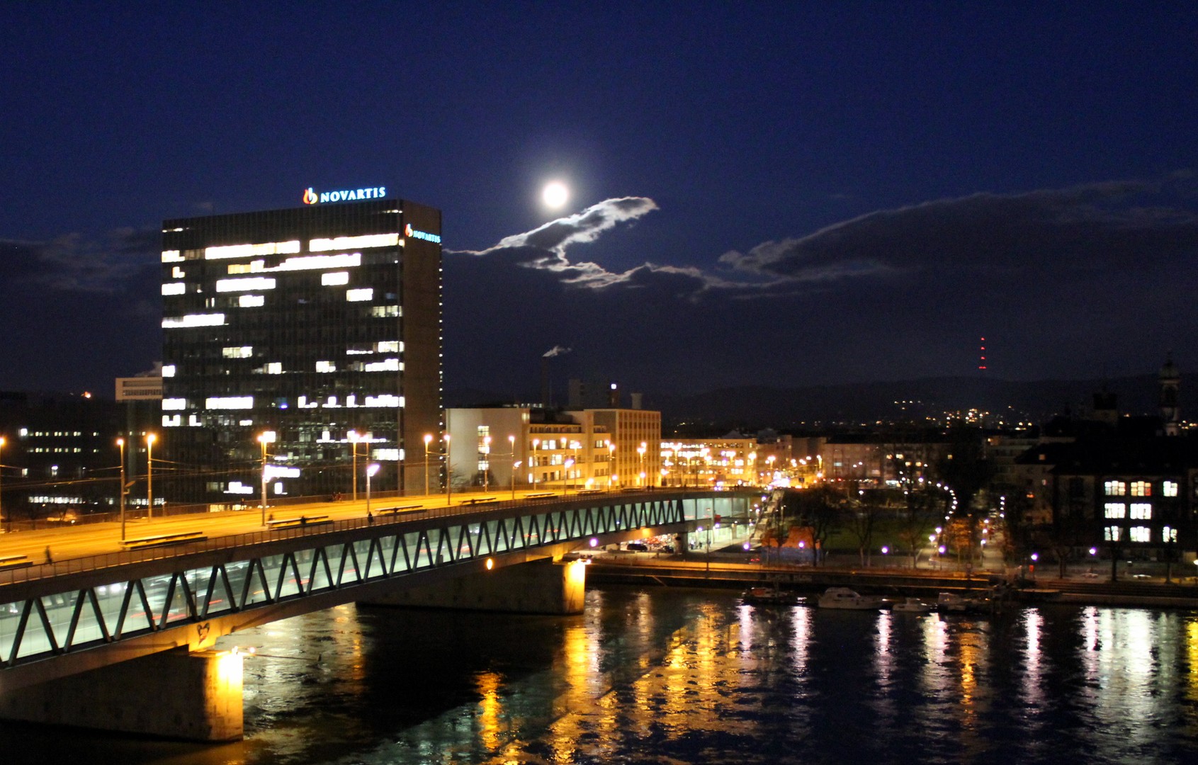 Die Dreirosen-Brücke in Basel