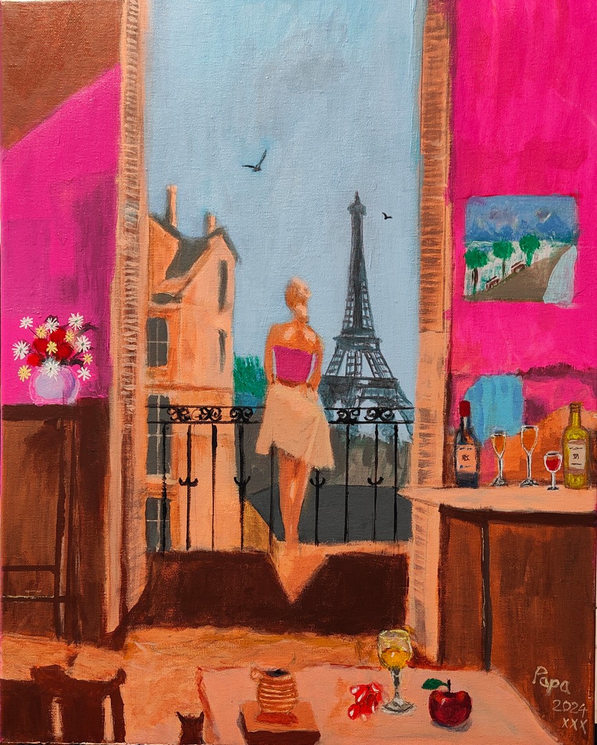 Paris loft apartment oil painting