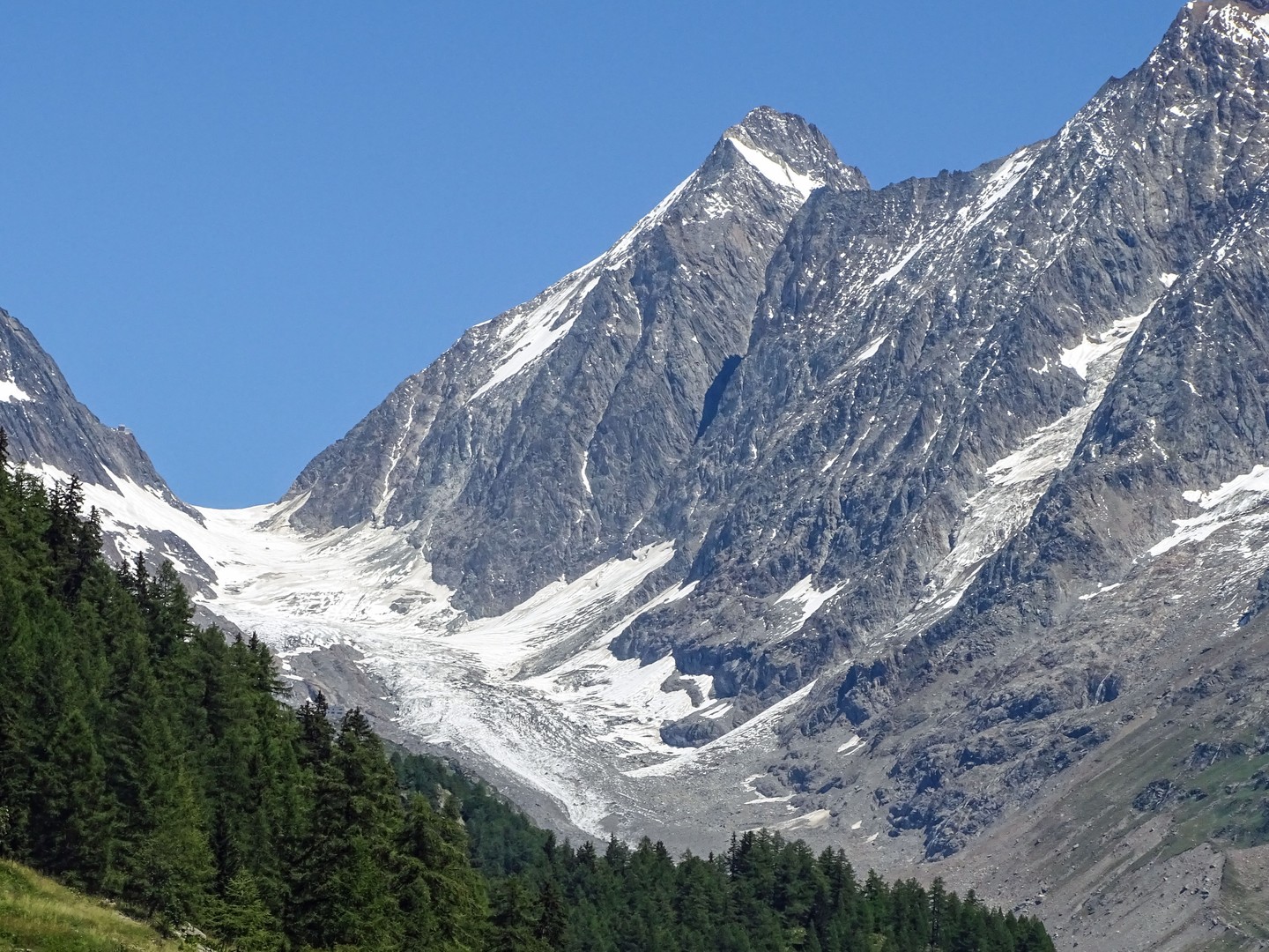 Teleaufnahme des Langgletschers im Lötschental