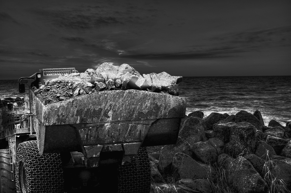 Bagger an der Nordsee