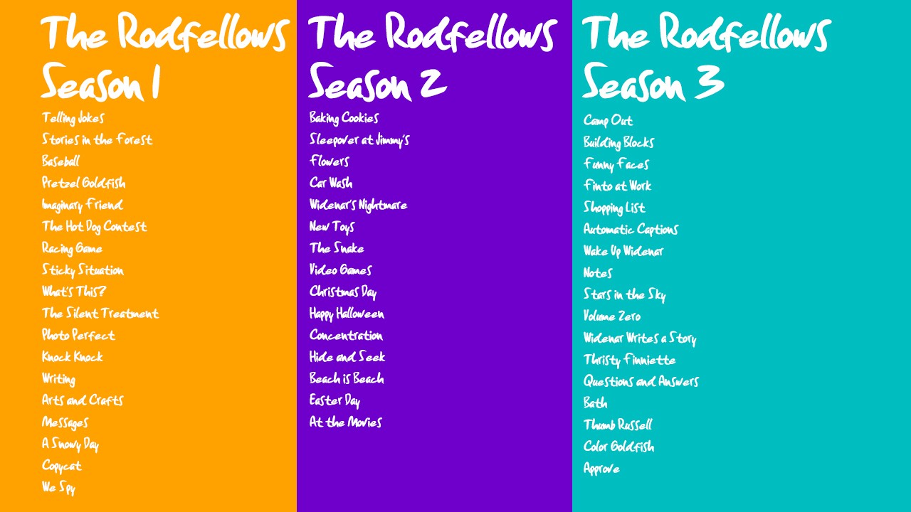 The completed Rodfellows episodes and series list