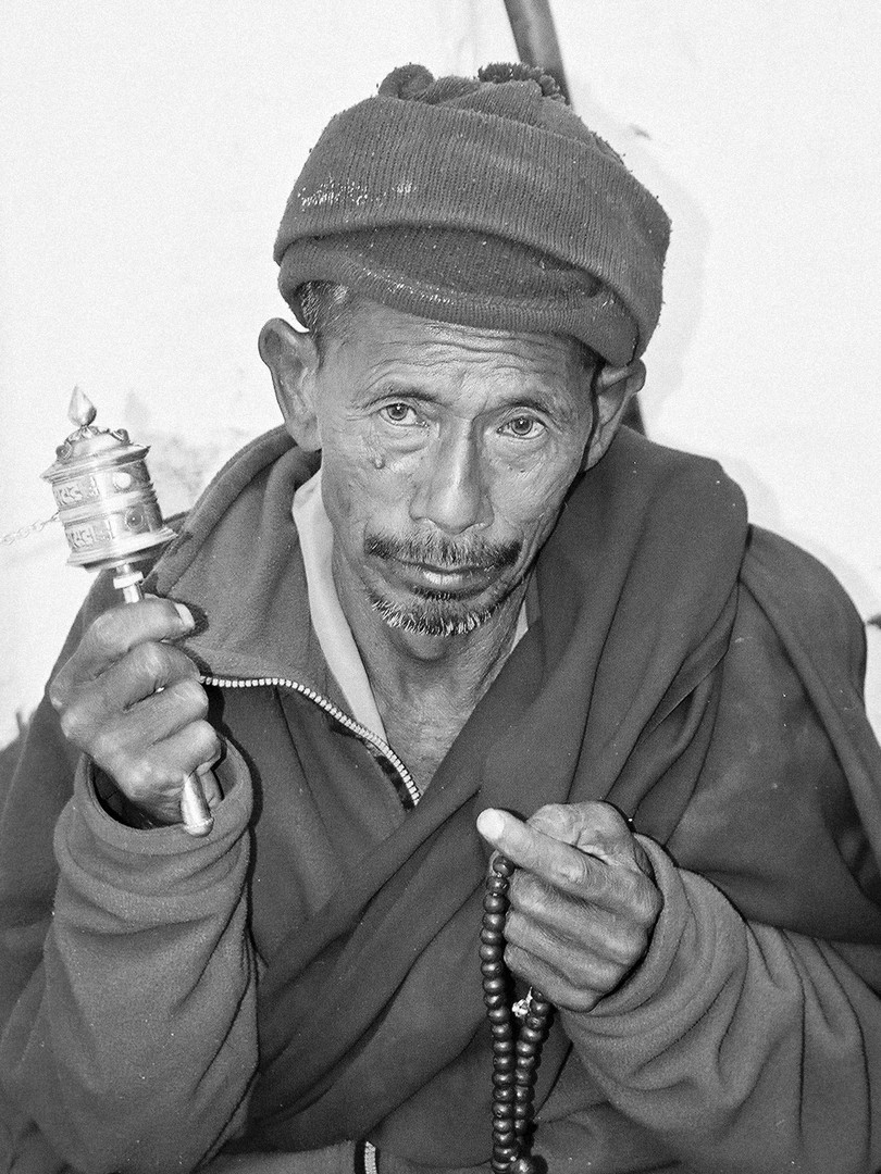 Buddhist pilgrim in Kathmandu - SW