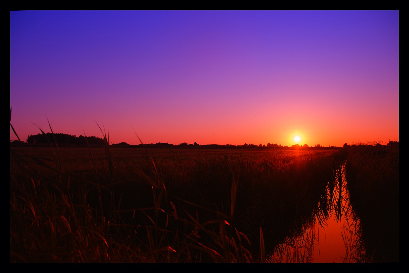 sundown over a field in Friesland