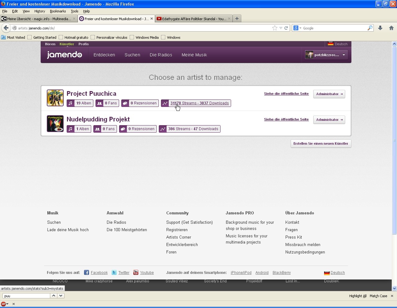 Jamendo Dashboard