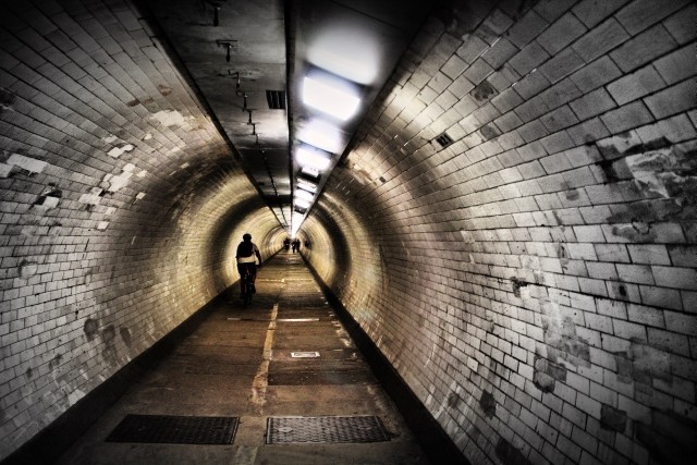 Underneath the River Thames.